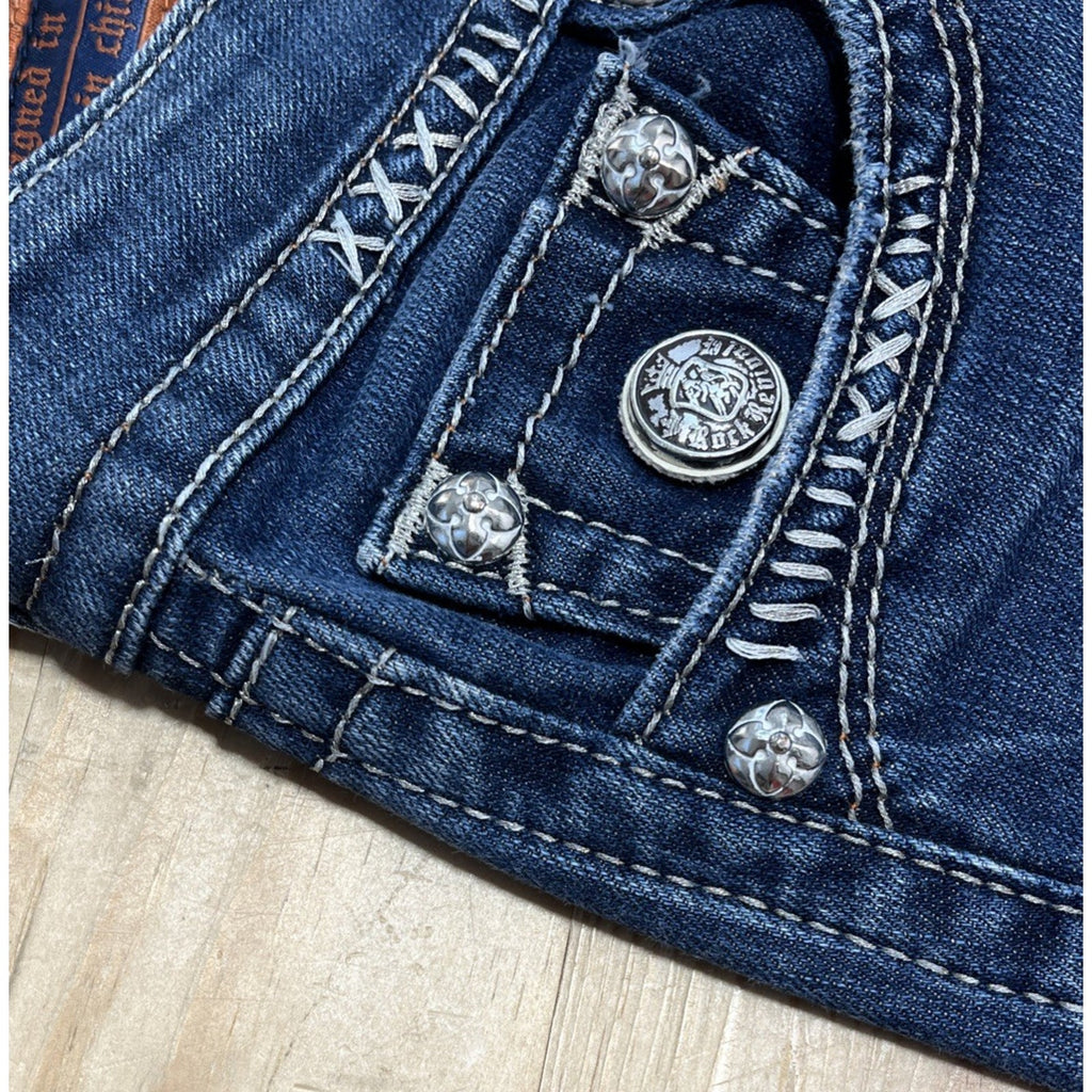 Rock Revival Celine Boot Cut Jeans Flap pockets Distressed Sz 30