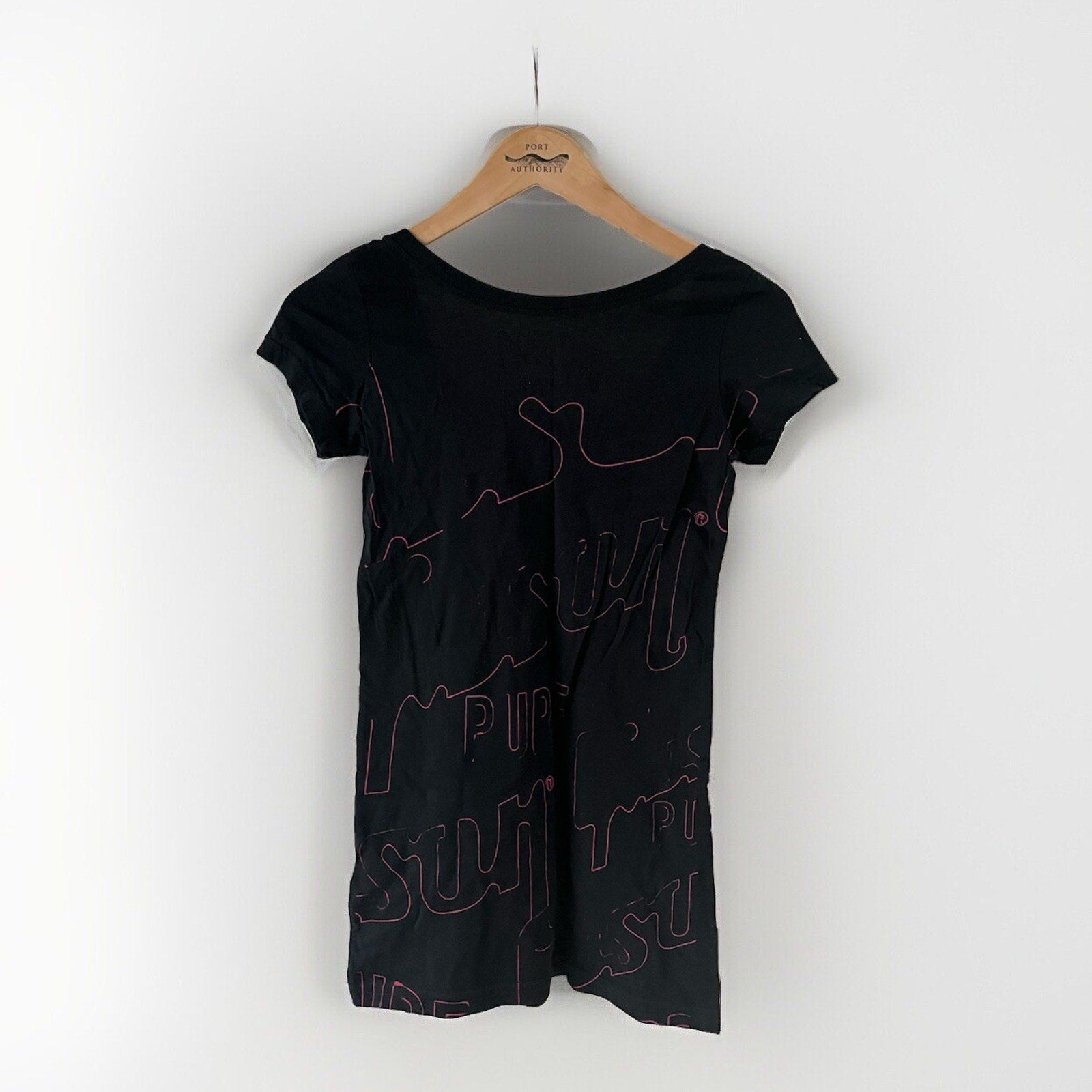 Gibson Pure T-Shirt Black Hot Pink Junior Size Small New Without Tags Vintage