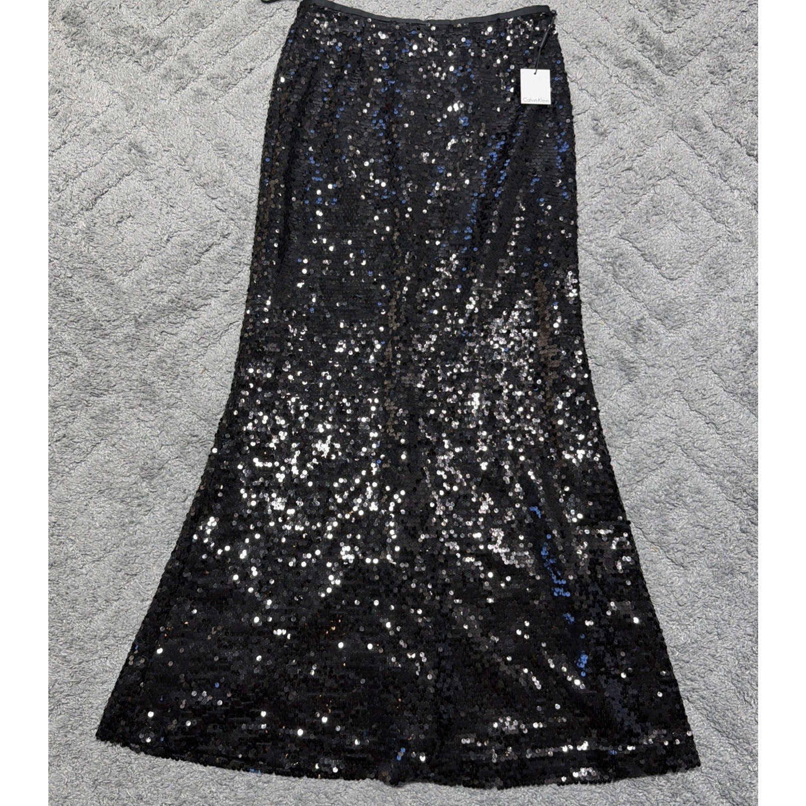 Calvin Klein Women's Sequin Long Black Shimmer Skirt Size 8 New With Tags