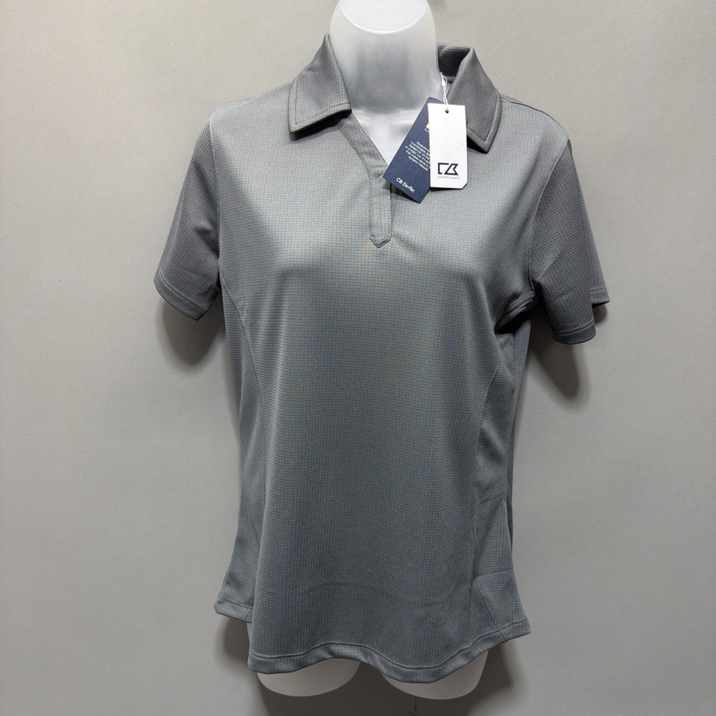 Cutter Buck Drytec Luxe Golf Polo Shirt Womens Gray Short Sleeve NEW