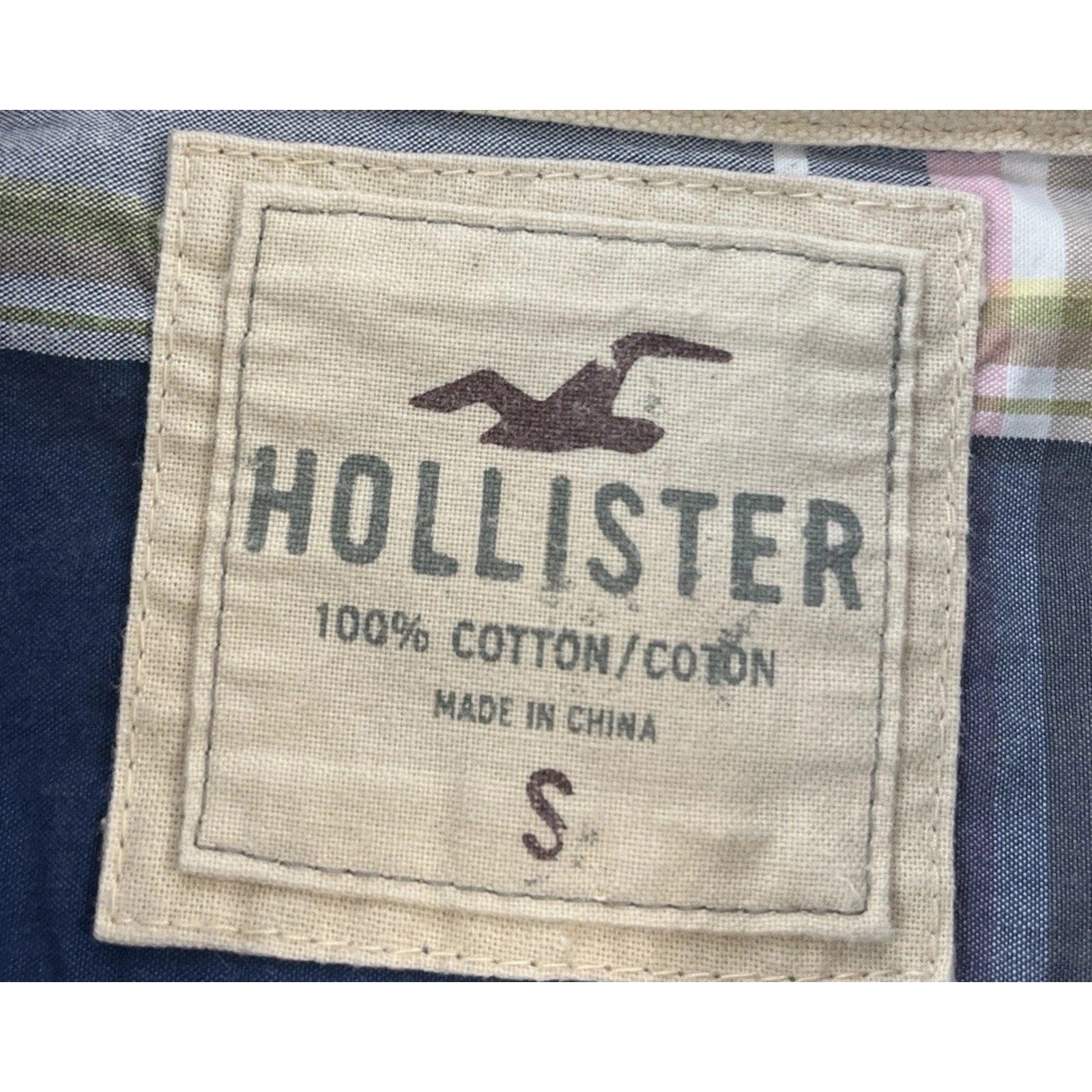 HOLLISTER Men’s Size S Button Front Shirt Long Sleeve Blue Pink Plaid Cotton