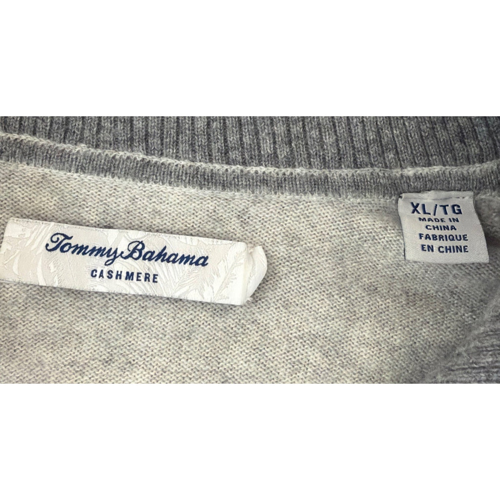 Tommy Bahama Soft Sands Button Mock 100% Cashmere Luxury Soft Sweater Grey XL