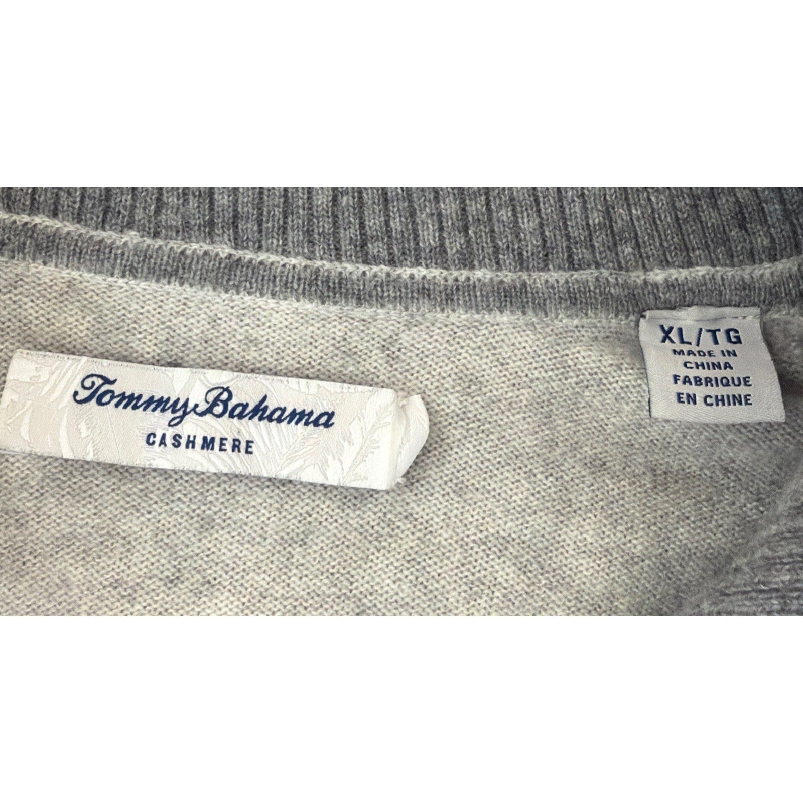 Tommy Bahama Soft Sands Button Mock 100% Cashmere Luxury Soft Sweater Grey XL