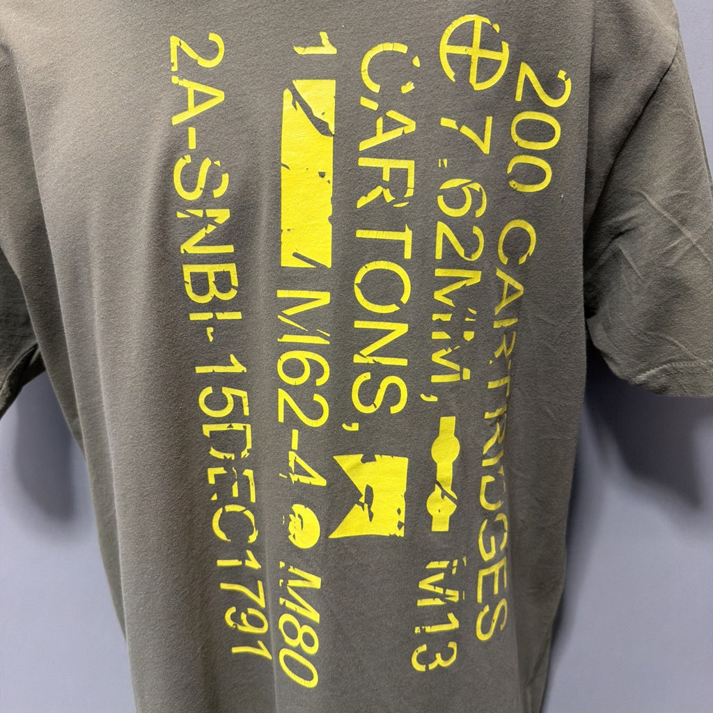 Men’s Green Grunt Works Artillery Spell Out Short Sleeve T Shirt XL Made USA