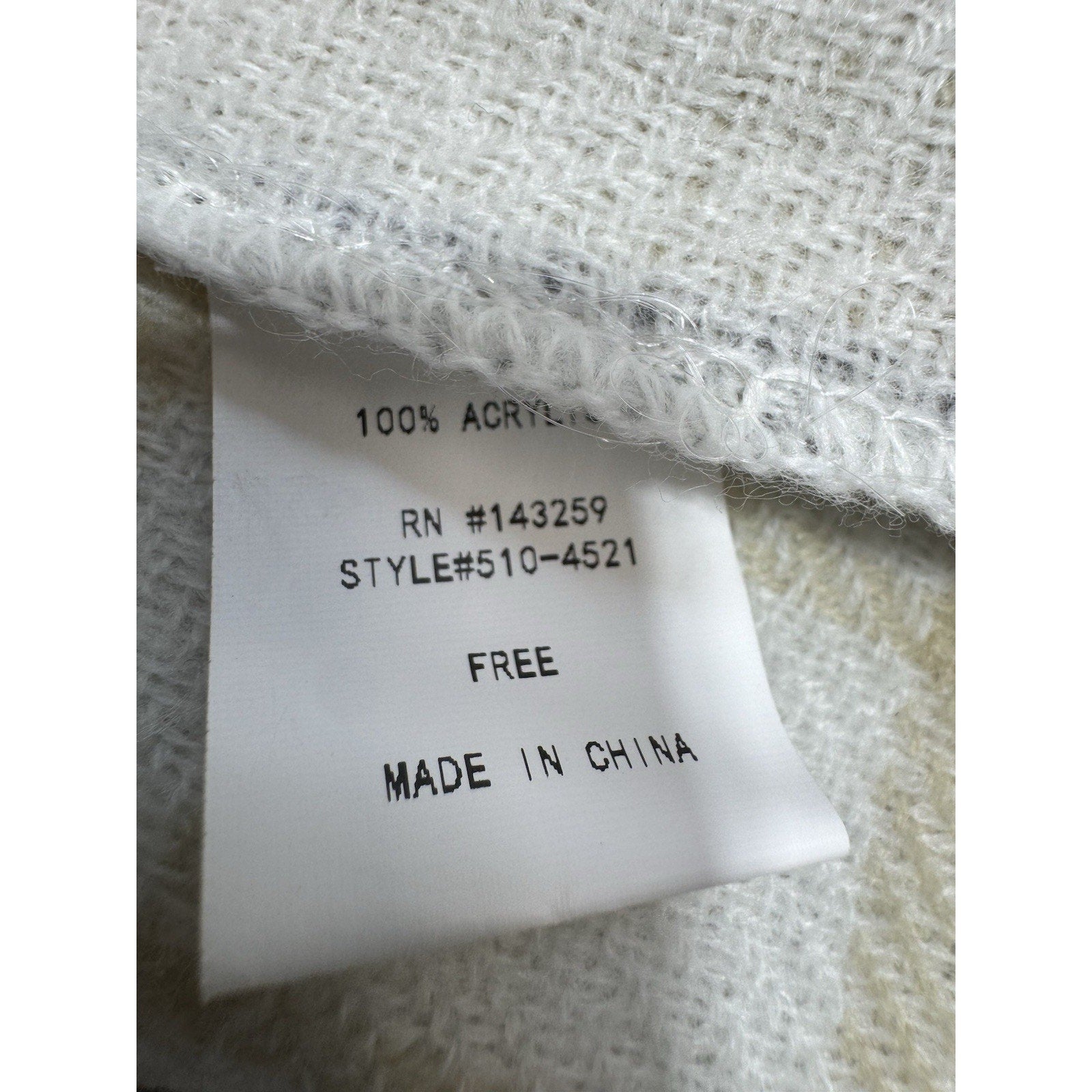 NWT Origami by Vivien Oversized Plaid Poncho Shawl Wrap Fringe One Size Ivory