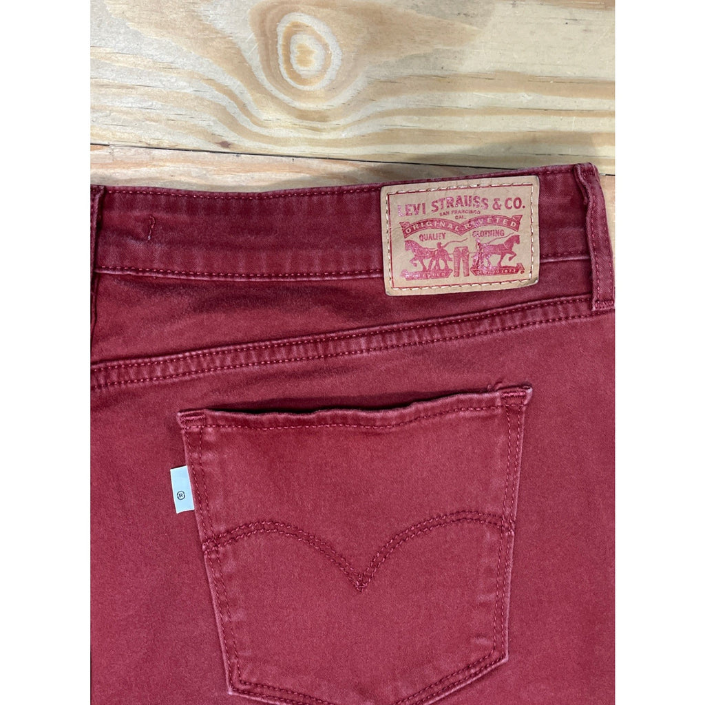 Levis Women Plus Size 32 Maroon Red 711 Skinny Jeans Ankle Stretch White Tab