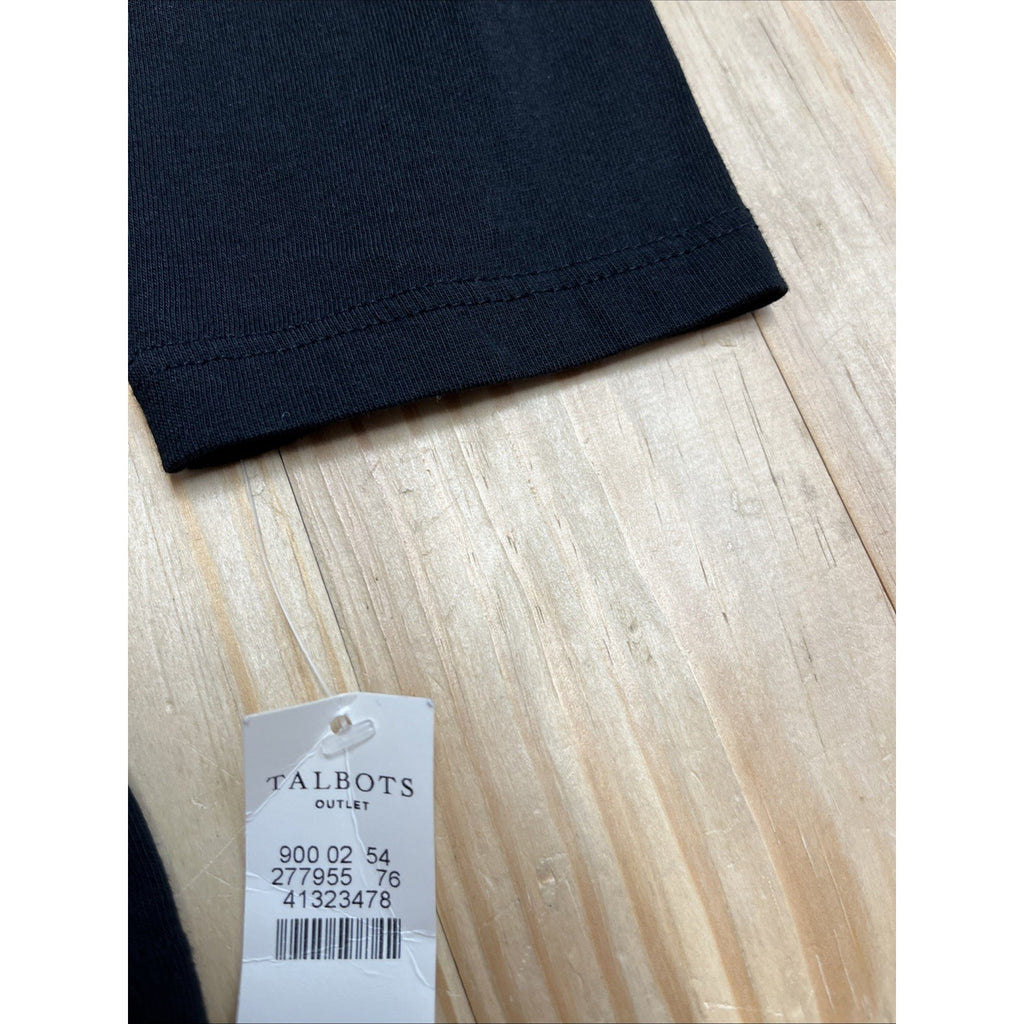 NWT Beautiful Women's M Talbots Black Sequined Design Long Sleeve Knit Top