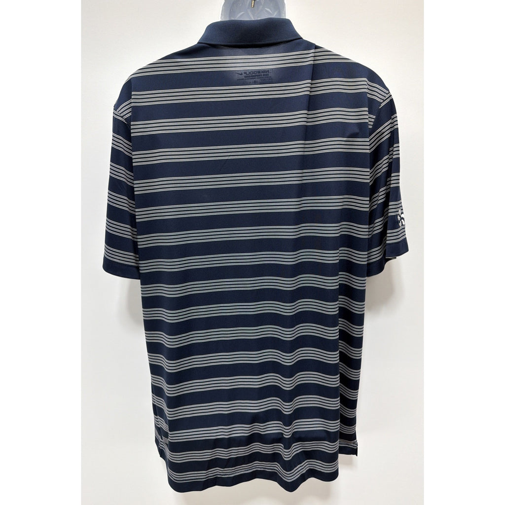 Nike Golf Tour Performance Dri Fit Mens XL Moisture Wick Navy Striped Polo Shirt