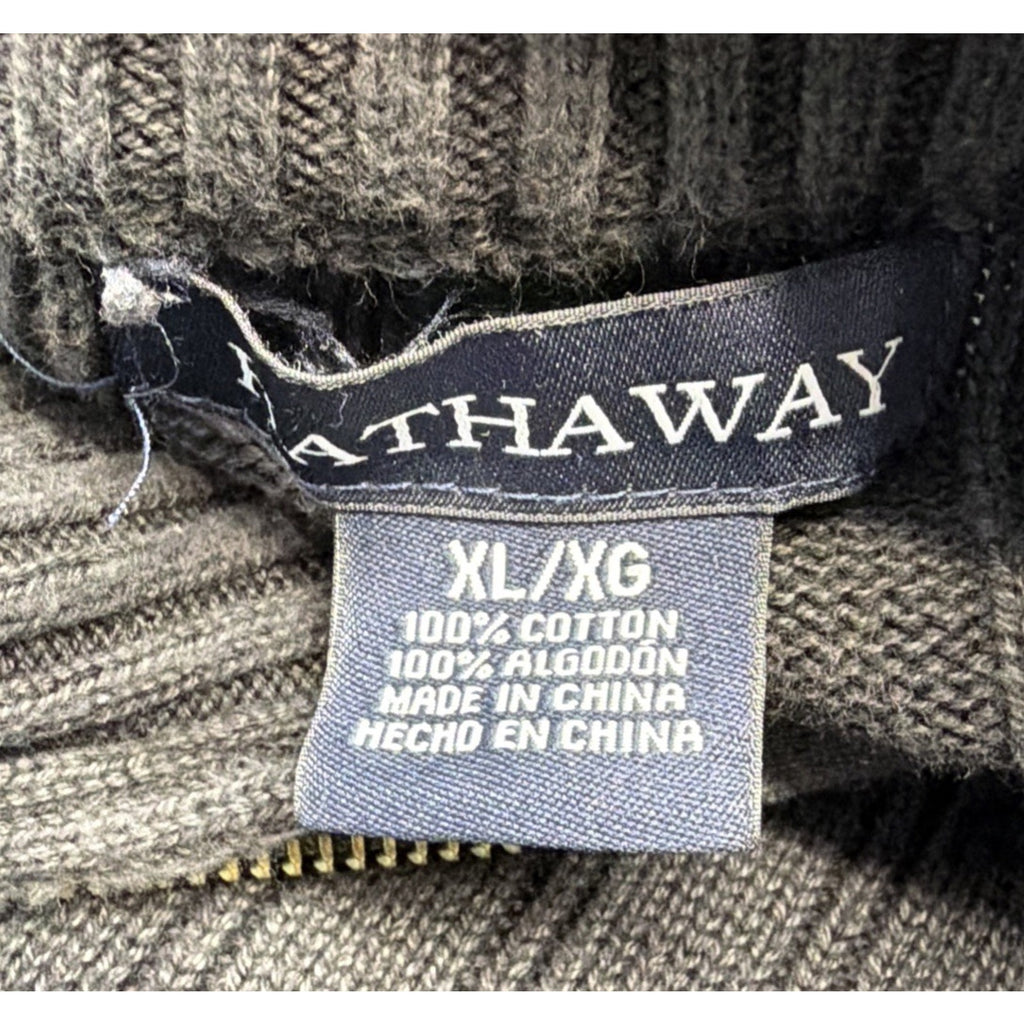 Hathaway Sweater Mens XL Black 1/4 Zip Mock Neck Ribbed Cotton Preppy Y2K