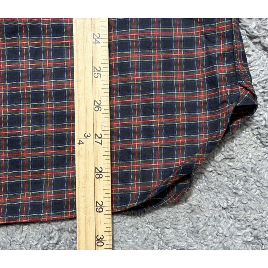 Ralph Lauren Mens L Mint Condition 120s Twill Plaid Button Down Shirt Red Blue