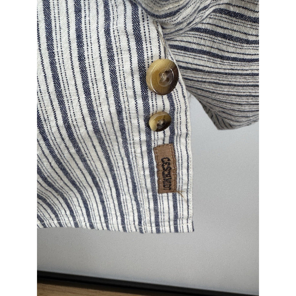 CE Schmidt Workwear Men’s Large Shirt Button Up Long Sleeve Blue White Stripe