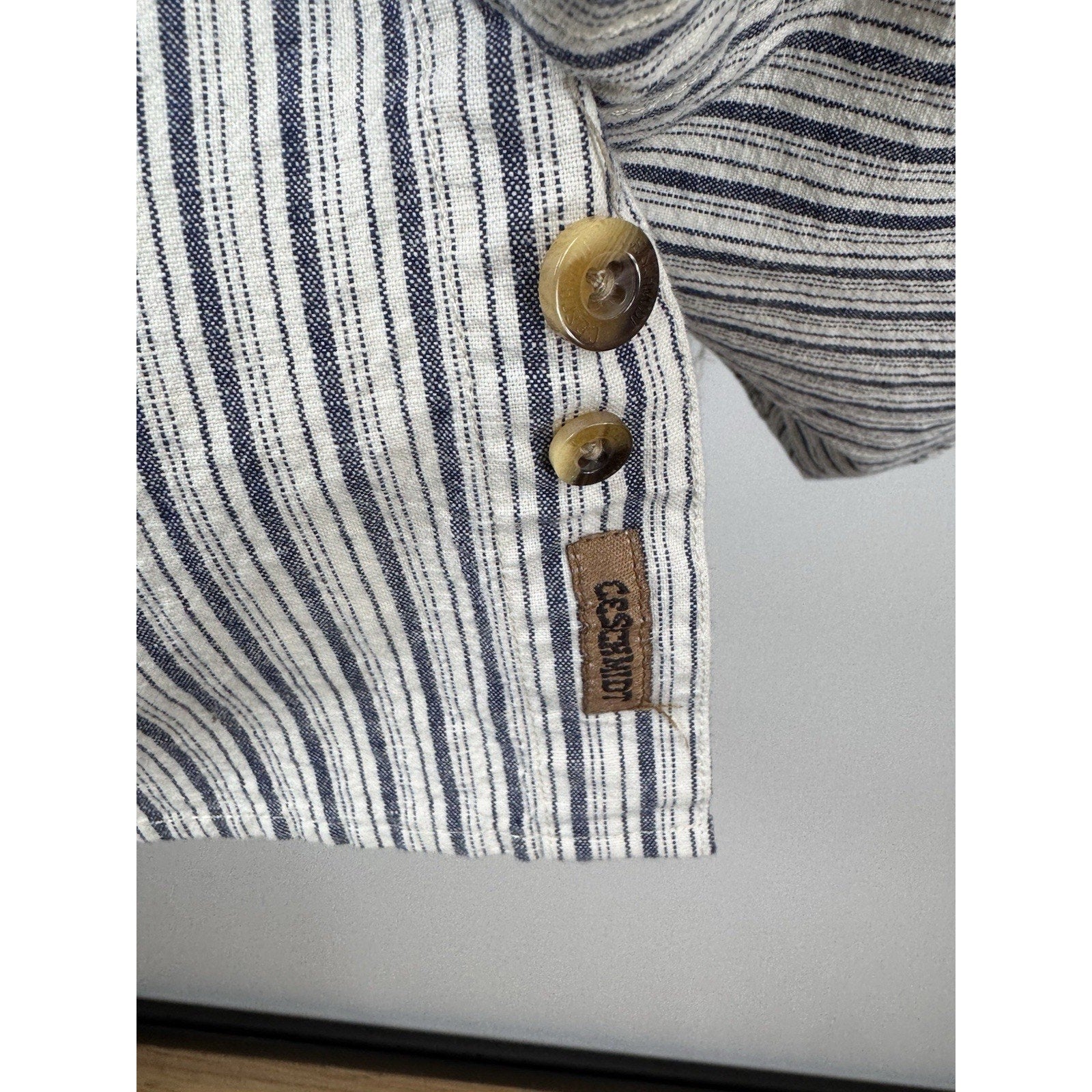 CE Schmidt Workwear Men’s Large Shirt Button Up Long Sleeve Blue White Stripe