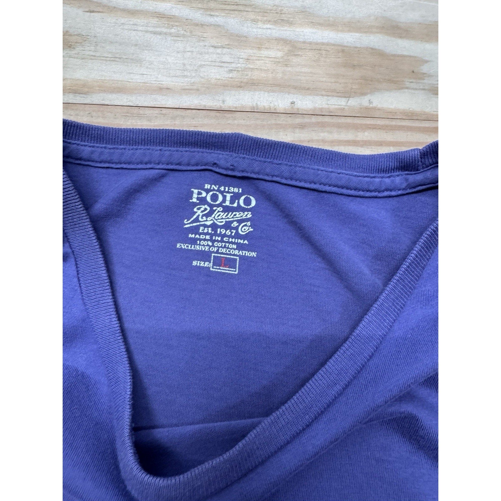 Polo Ralph Lauren Men’s Size Large Purple Short Sleeve Orange Logo Crew Neck