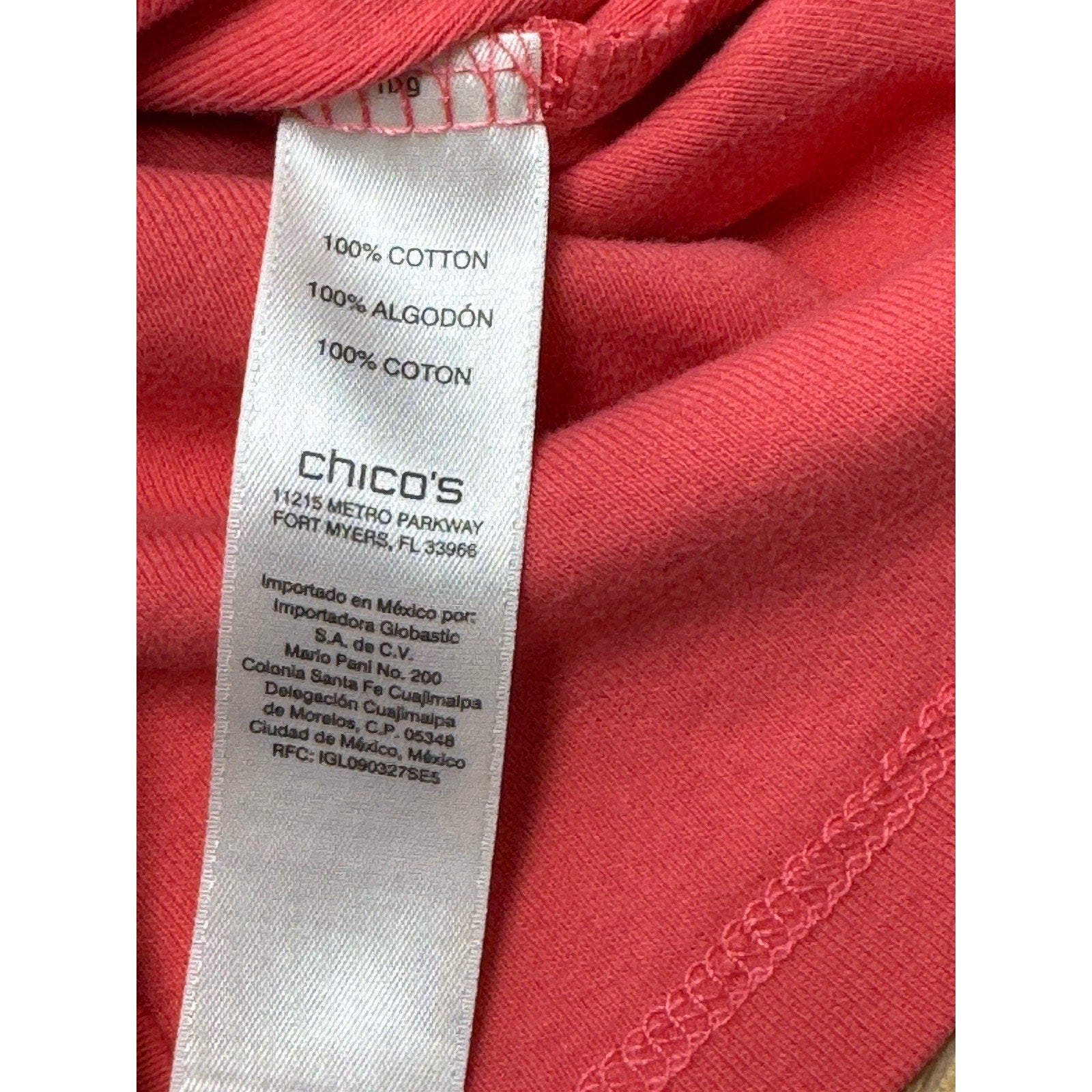 Chico's Solid Pink Red Short Sleeve V Neck Tee Shirt Top Casual Women’s Small