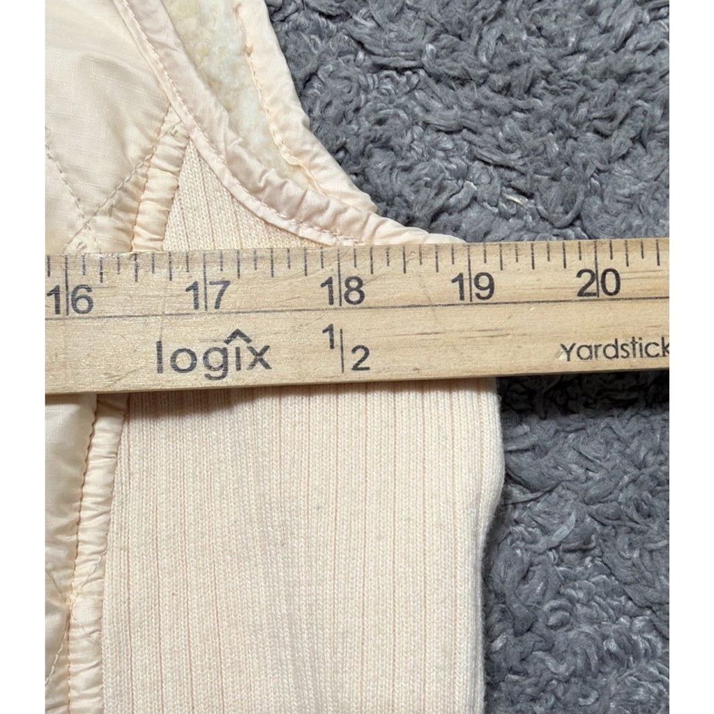 L.L. Bean Cream Quilted Sherpa Lined Full Zip Sleeveless Vest Womens Large