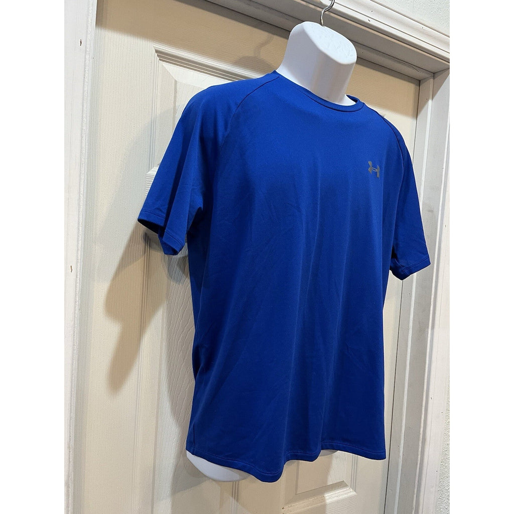 Under Armour HeatGear Blue Athletic Crew Neck T shirt Men's Size Medium Logo