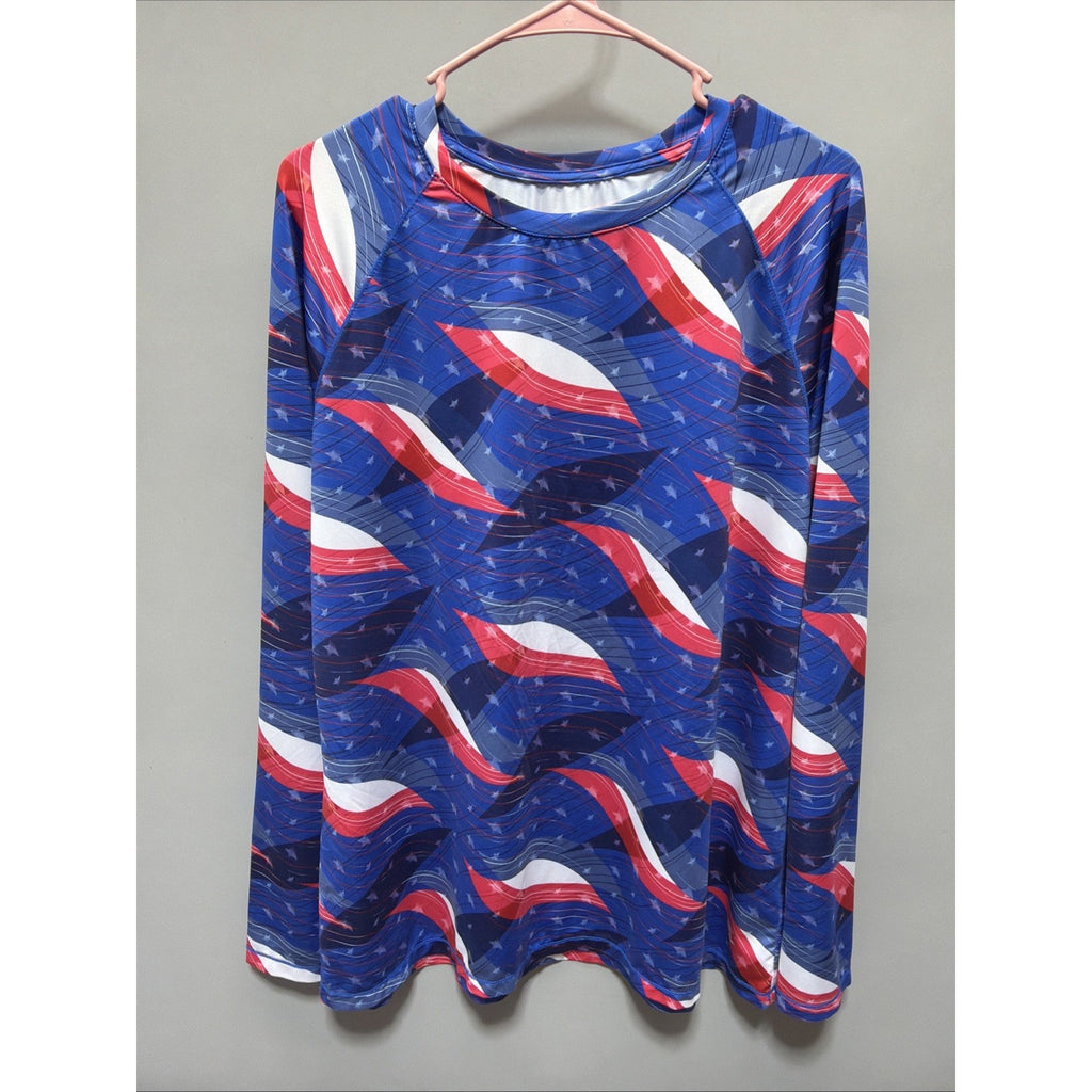 Reel Legends Shirt Women's XL Keep-IT Cool Patriotic Long Sleeve Outdoor