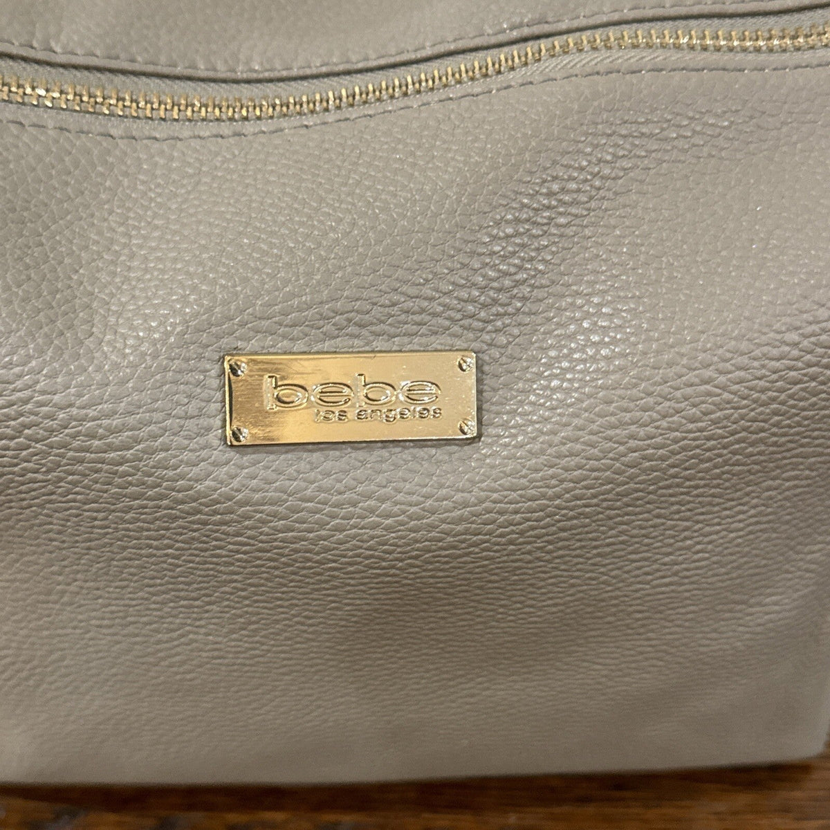 Bebe Crossbody Taupe Vegan Leather Purse Shoulder Bag Simple Zipper Removable