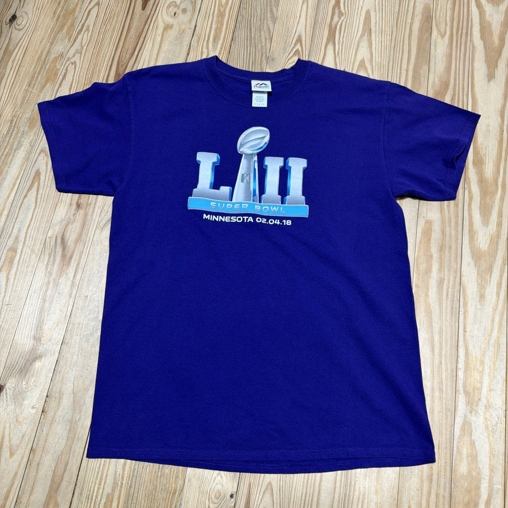 Majestic NFL Minnesota 2018 Super Bowl LII Tshirt Short Sleeve Purple Large