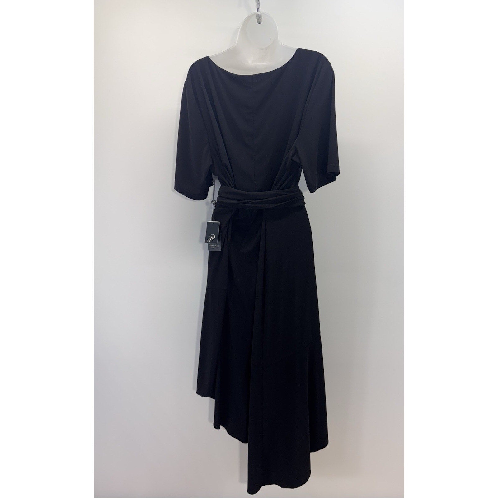 Adrianna Papell Black High Low Short Sleeve Belted Dress Women’s Size 20W NWT