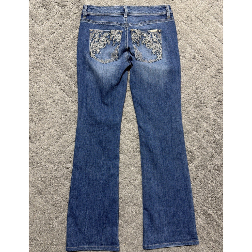 White House Black Market Blanc Bootleg Embellished Jeans Womens Size 2 S 28x30