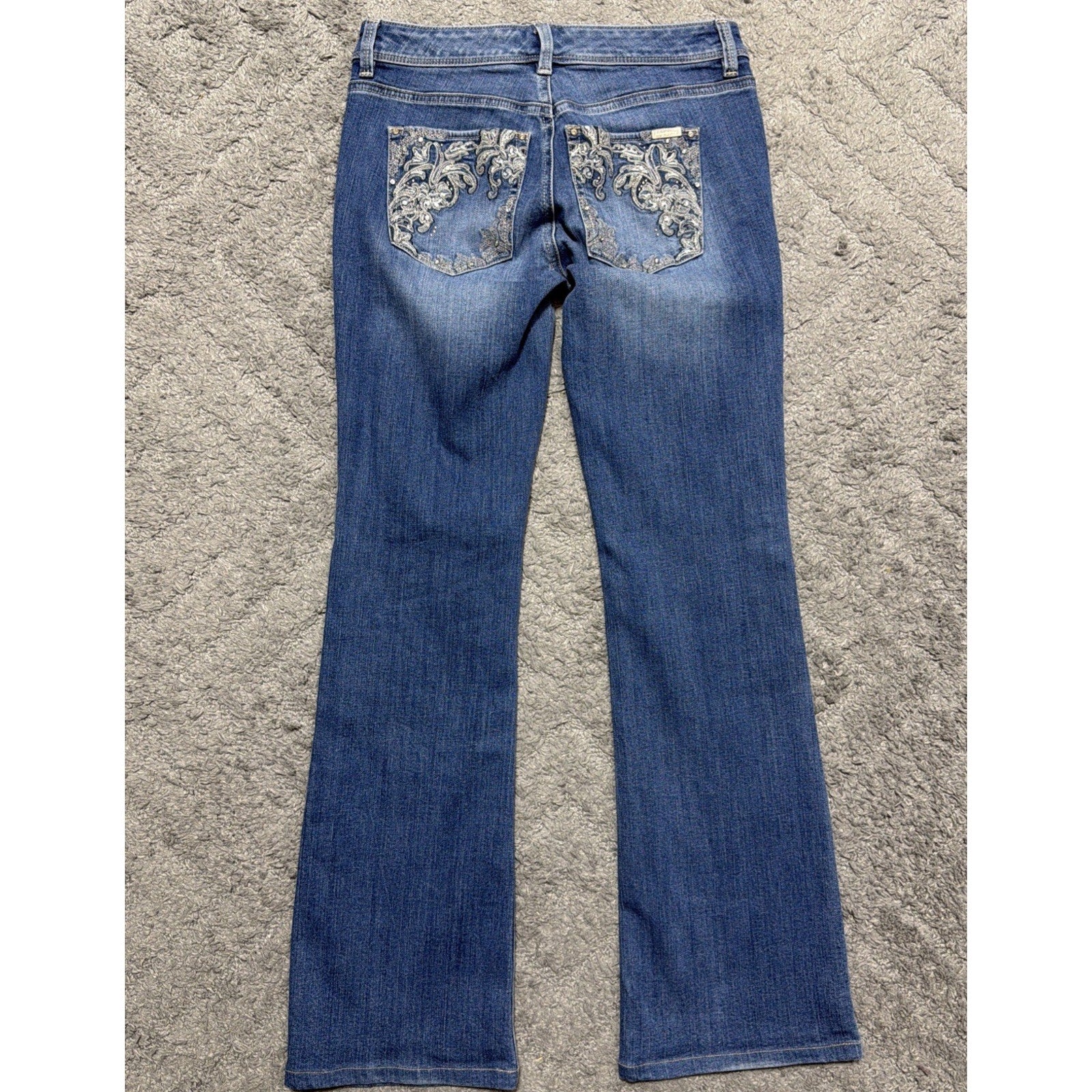 White House Black Market Blanc Bootleg Embellished Jeans Womens Size 2 S 28x30