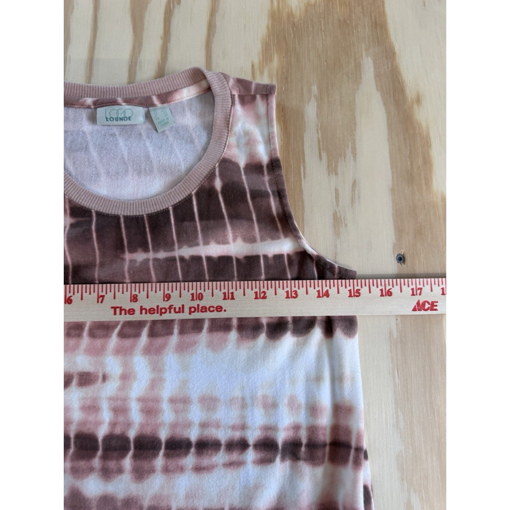 LOGO Lounge Tie Dye Dress Womens Small Sleeveless Pink Brown Swing Casual Pocket