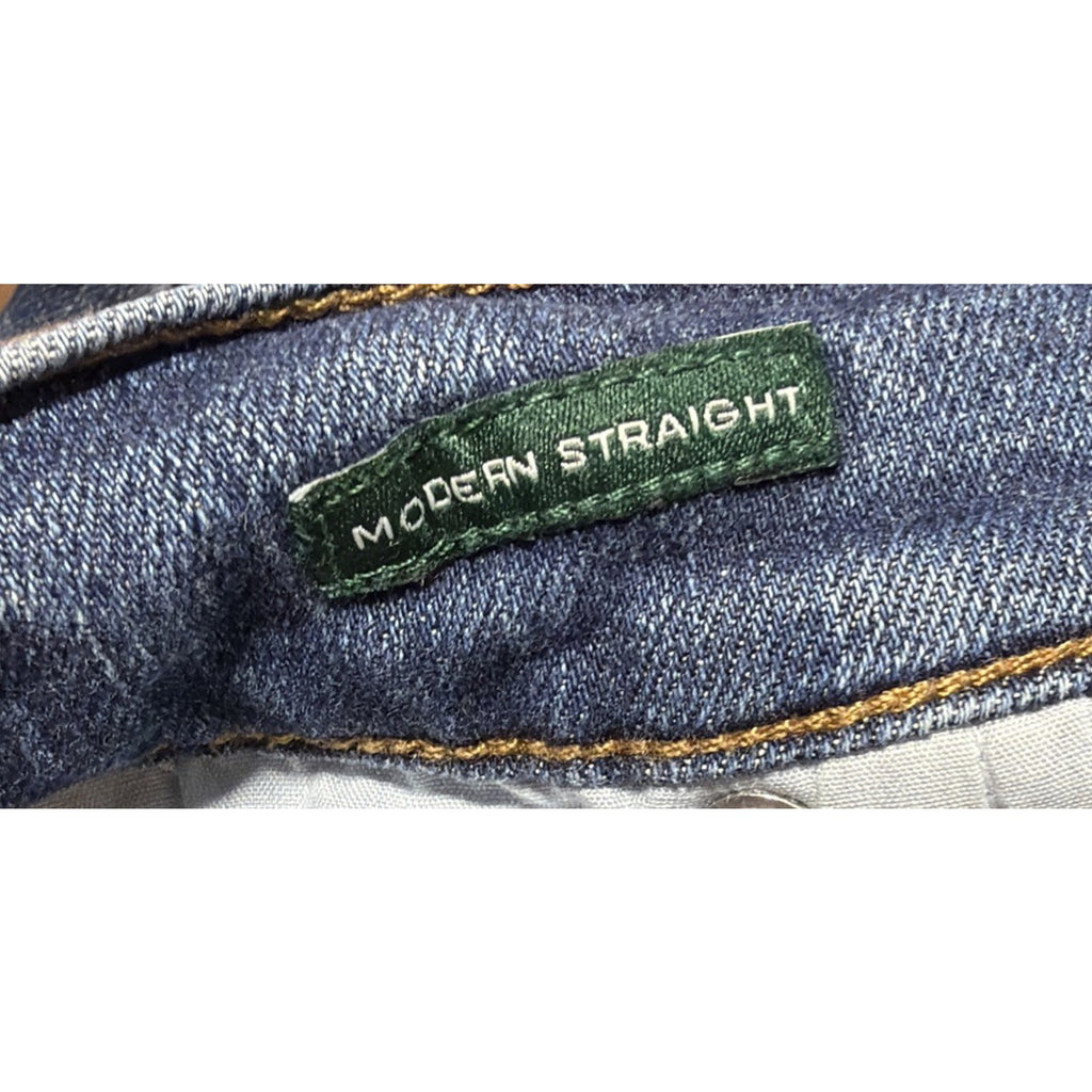 Denim Jeans Lauren Ralph Lauren Women's Blue Modern Straight Pants Size 12 Rip