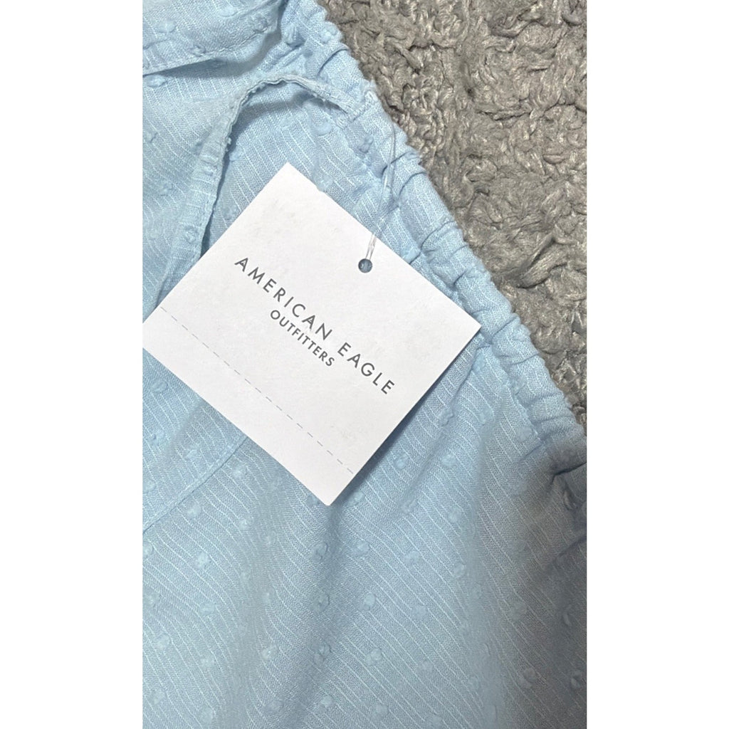 American Eagle High Waisted Cascade Ruffle Maxi Skirt Blue Size Large NWT
