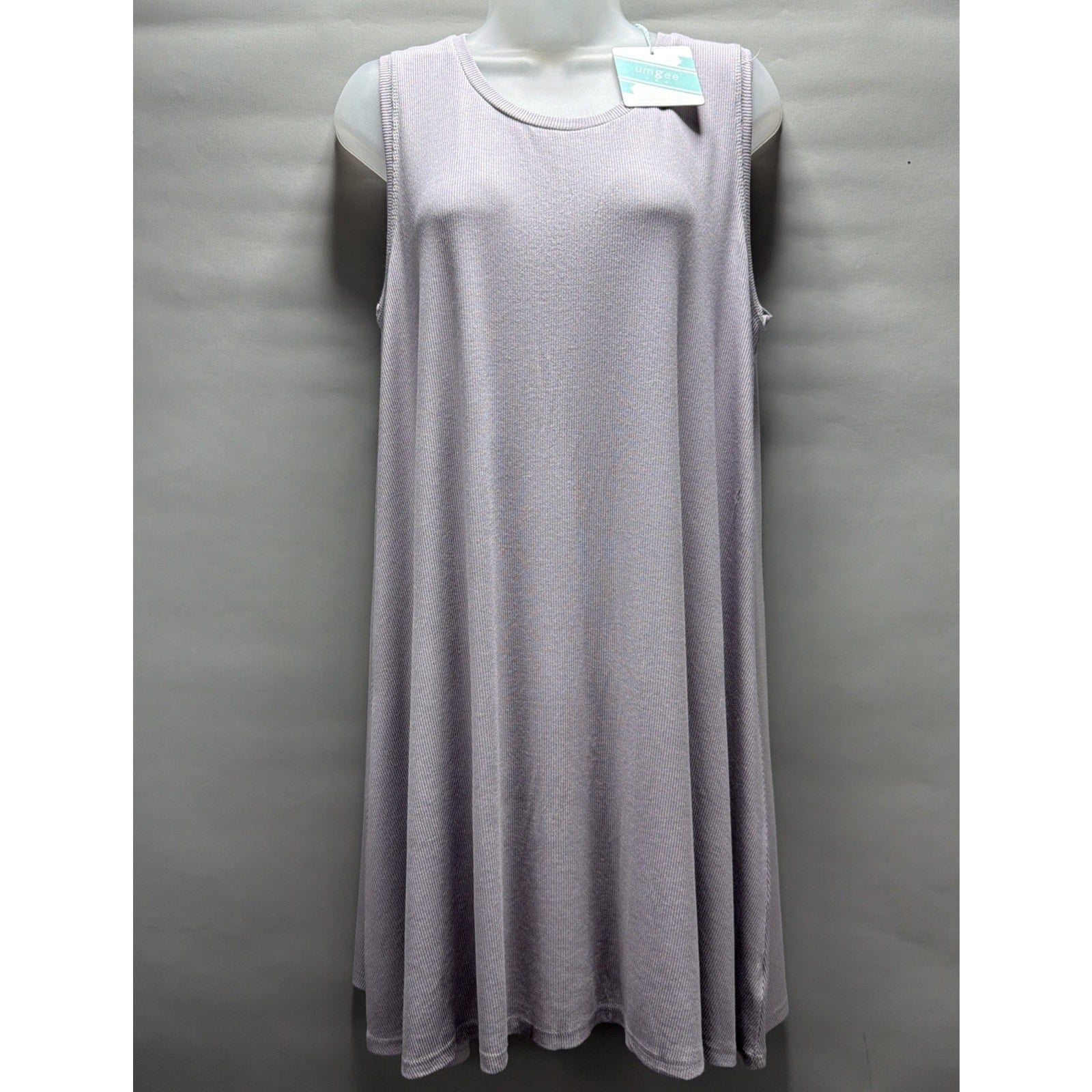 NWT Umgee USA Large Lavender Ribbed Swing Dress Sleeveless Keyhole Back Boho