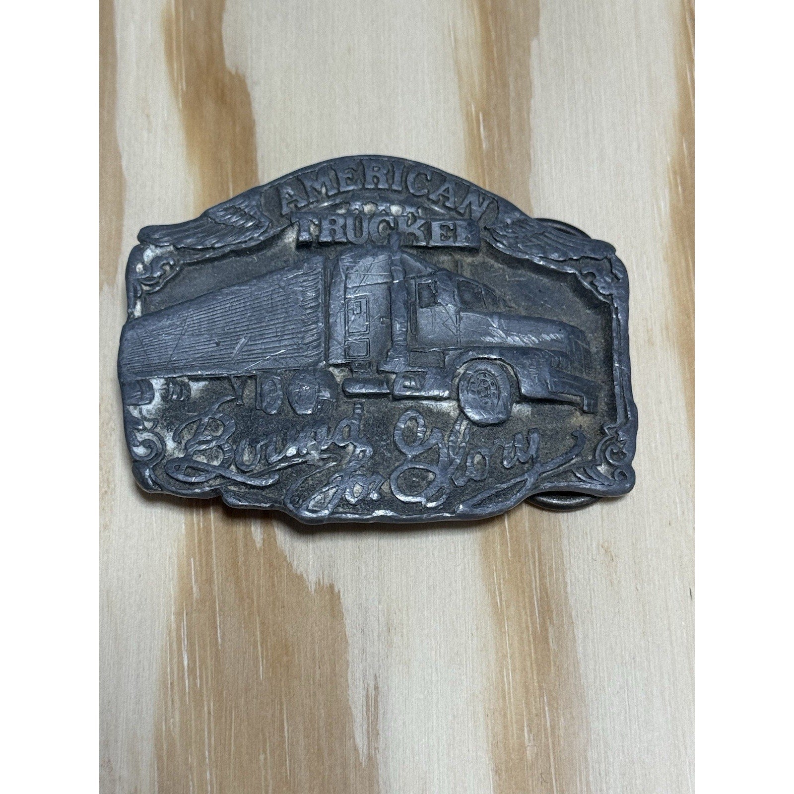 Siskiyou Buckle Co American Trucker Belt Buckle Big Rig Semi Truck Pewter USA
