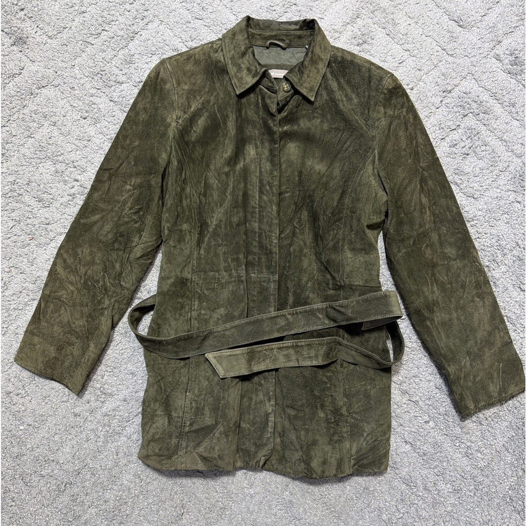 Valerie Stevens Separates Suede Leather Jacket Belted Button Up Womens M