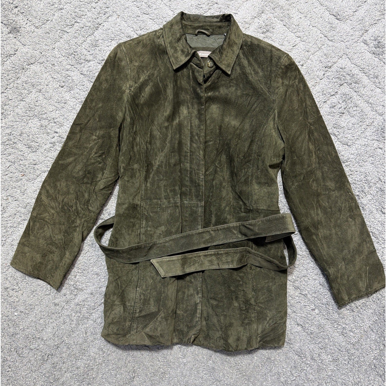 Valerie Stevens Separates Suede Leather Jacket Belted Button Up Womens M