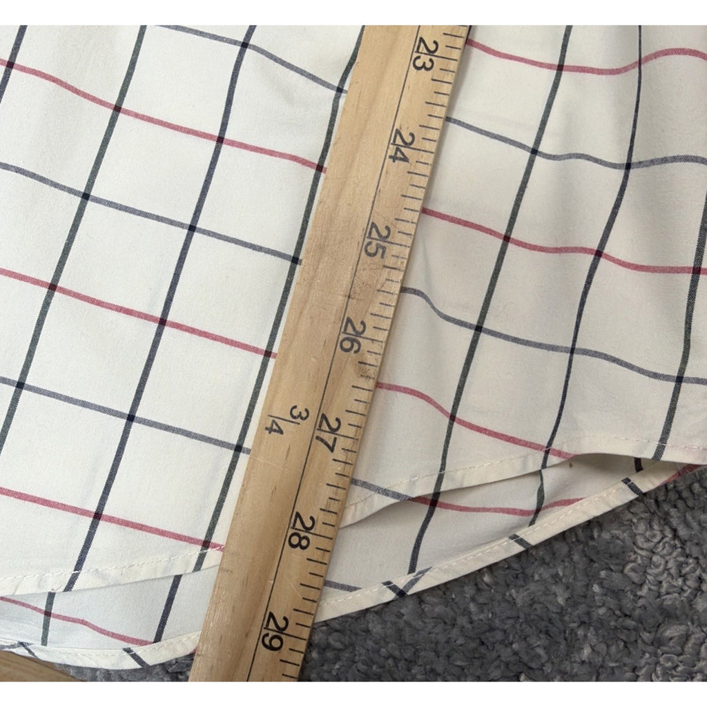 Tommy Hilfiger Golf Vintage 90s Tattersall Plaid Twill Shirt Biege Crest Logo