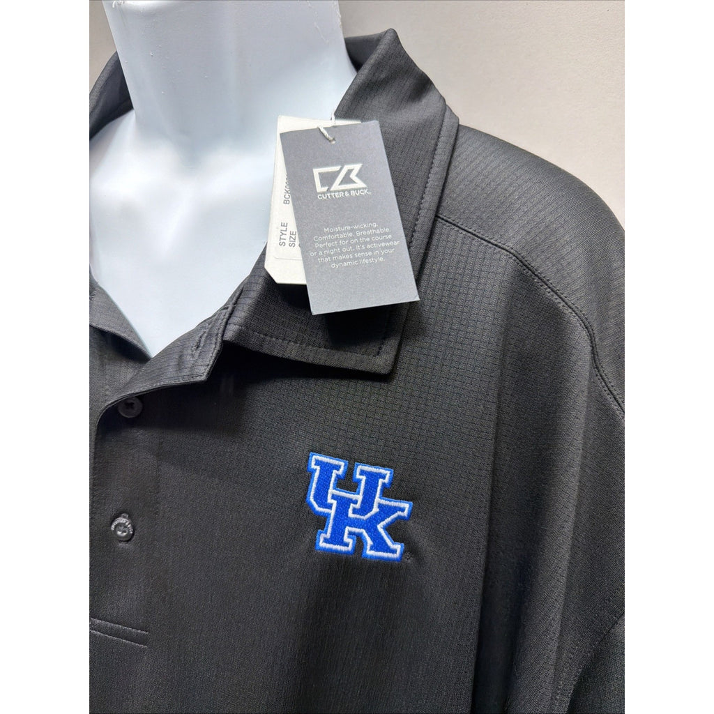 University of Kentucky Cutter & Buck Men's Black Forge Eco Stretch Polo 3XT New