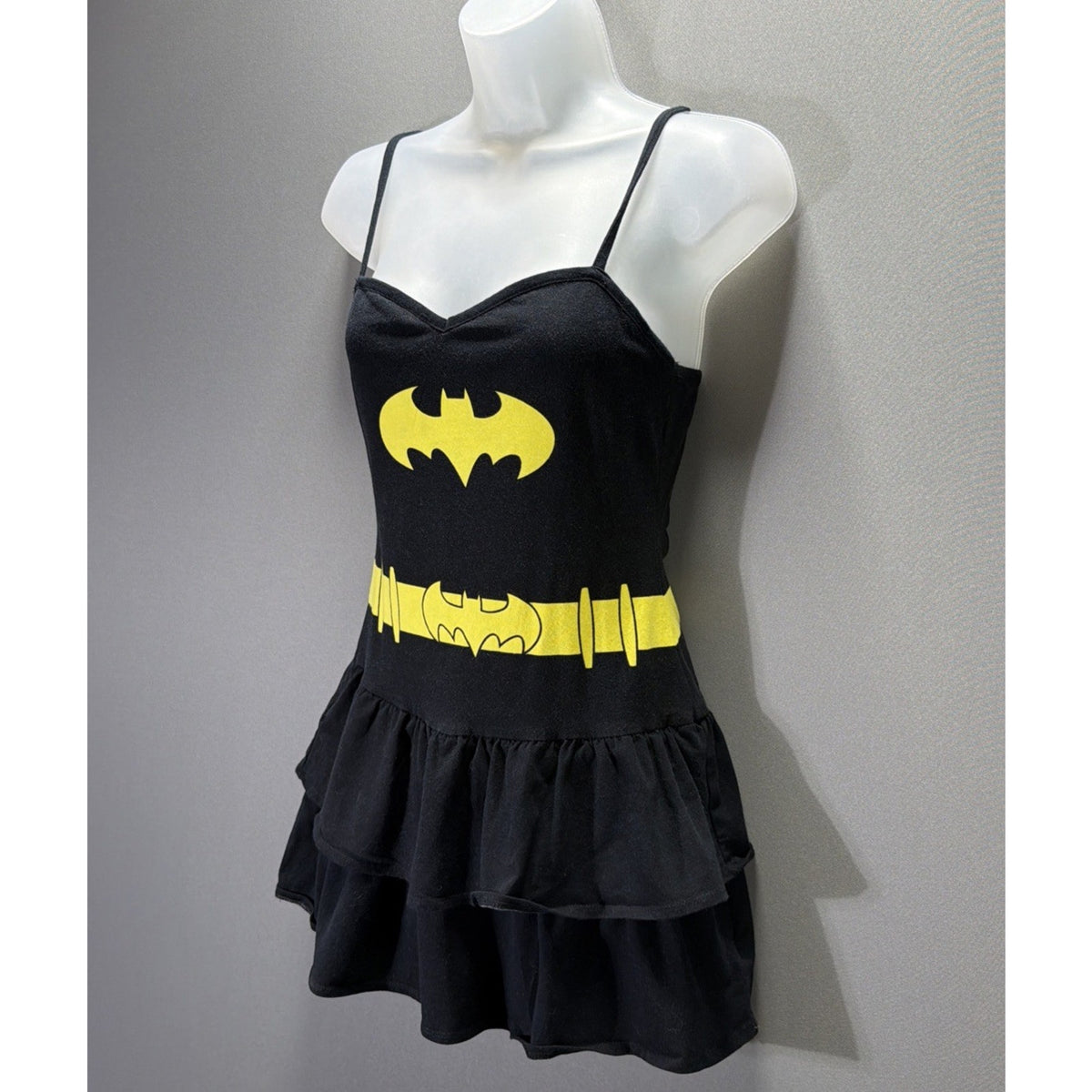 Vintage Batman DC COMICS BAT WOMAN Black & Yellow Cosplay Dress Women's Size M