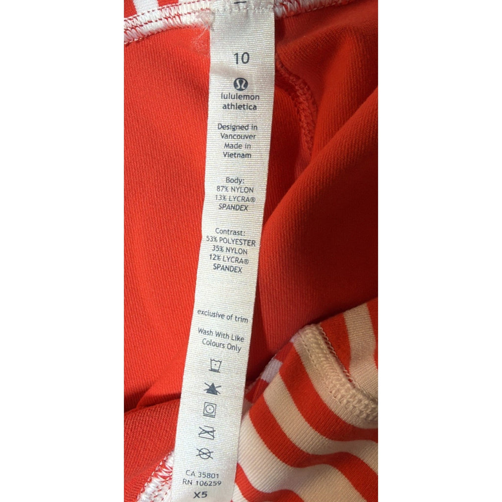 Lululemon leggings Groove Pant Women Sz 10 Twin Stripe Love Red waistband Pocket