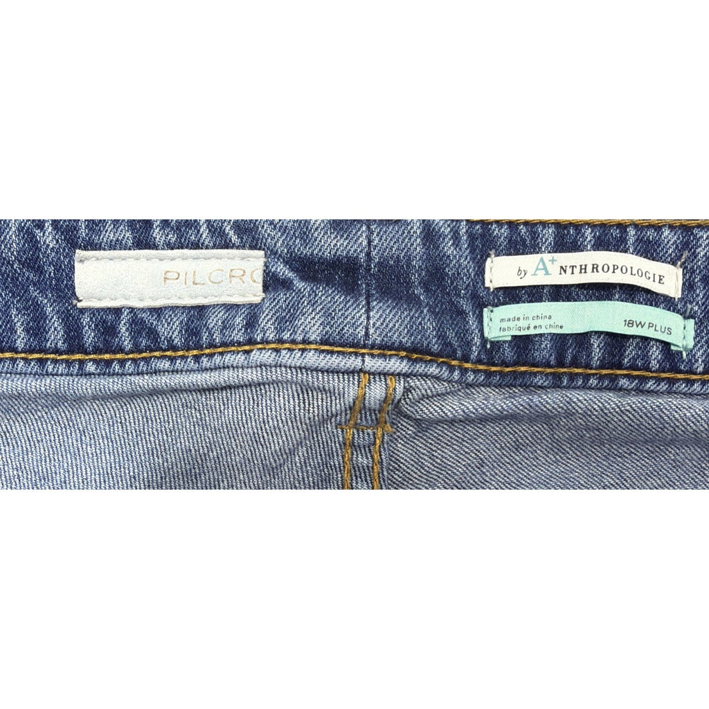 Anthropologie Pilcro Women's Plus Size 18 High Rise Wide Leg Blue Jeans Stretch