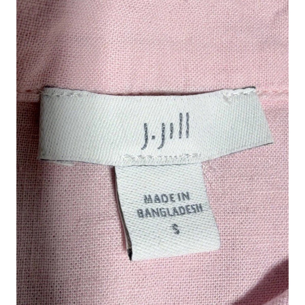 J Jill Womens Small Linen Blend Pink Orange Ombre Shirt Long Sleeve Top