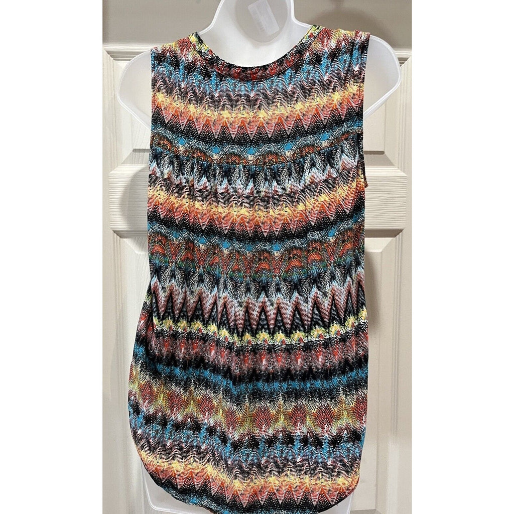 No boundaries womens Size L Multicolor Abstract print boho Chiffon blouse top