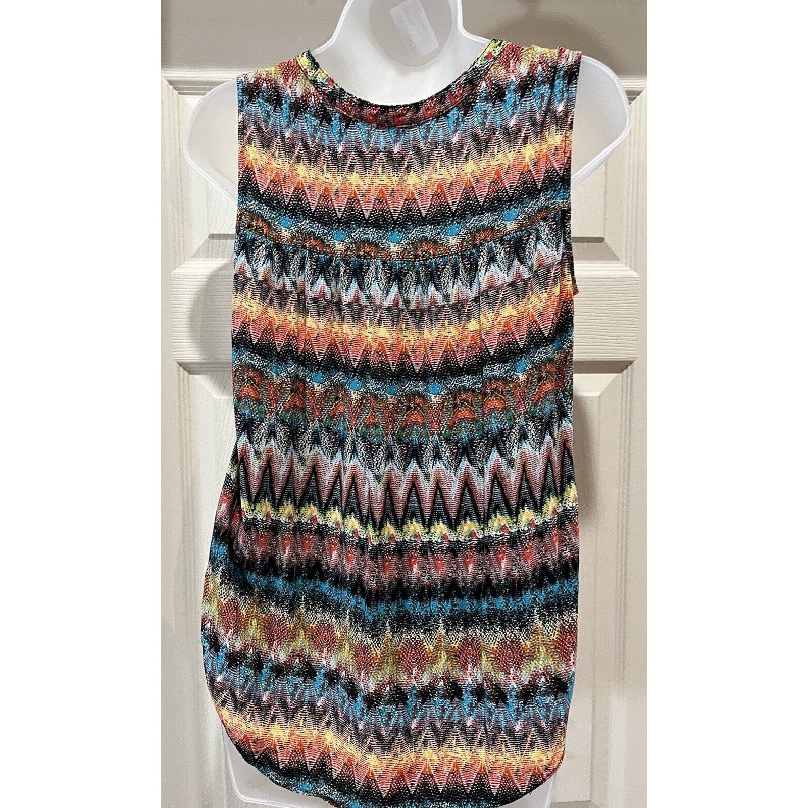 No boundaries womens Size L Multicolor Abstract print boho Chiffon blouse top