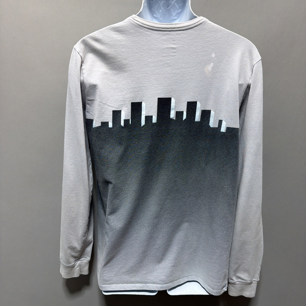 Nike Dri Fit TEE New York Basketball GRAPHIC LONG SLEEVE TOP Gray Sz Large