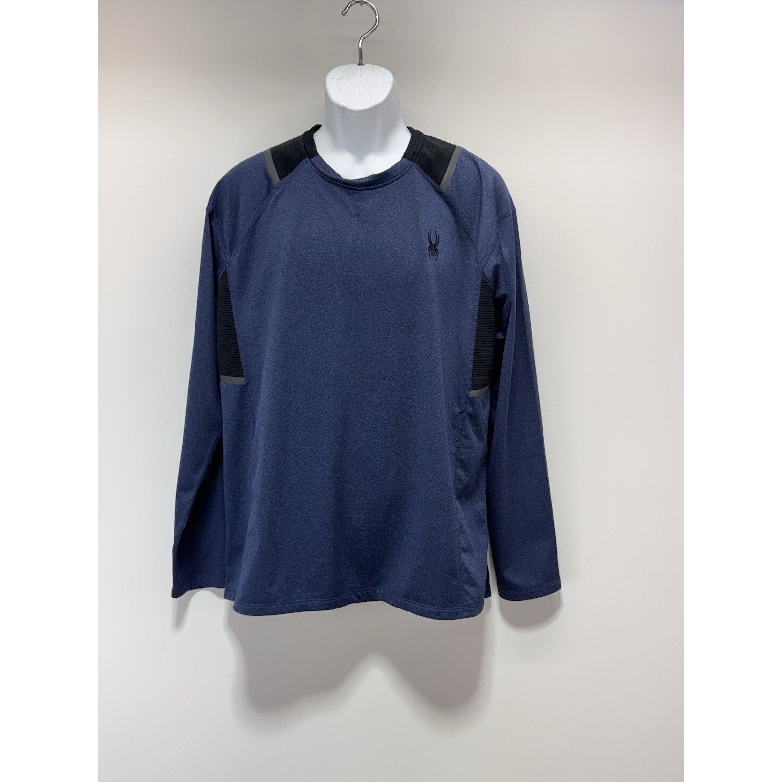 Spyder Active Mens Proweb Long Sleeve Athletic Shirt Blue-Black No Tag Large