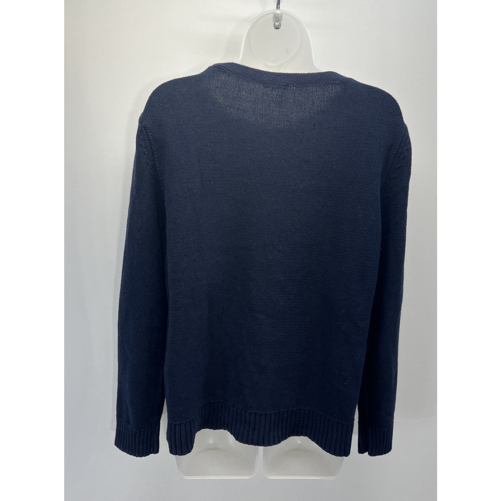 Talbots Navy Blue Cable Ribbed Yoke Sweater Size XL