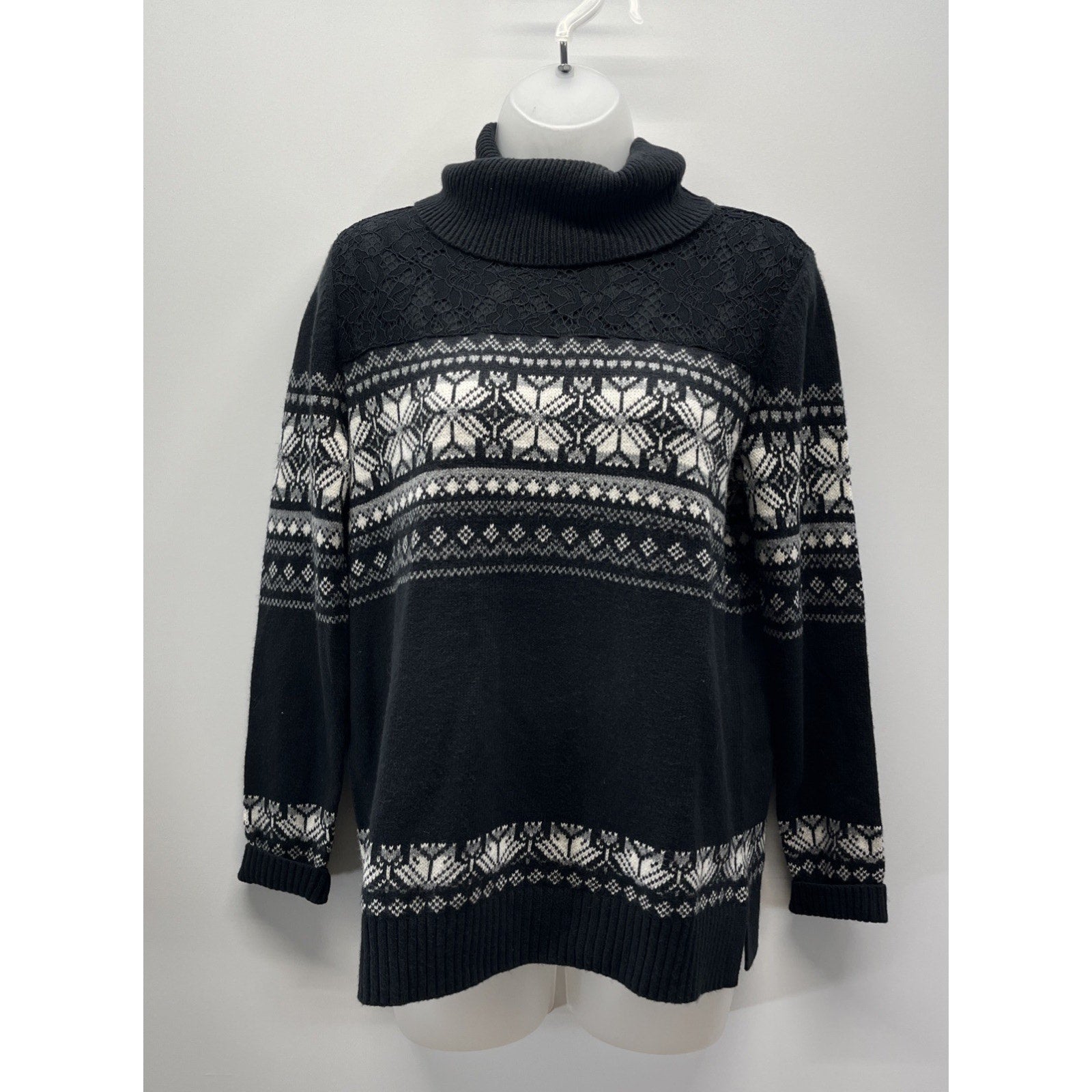 Talbots Merino Wool Cotton Festival Turtle Neck Sweater