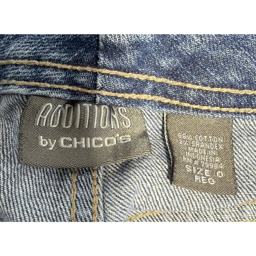 Chico's Additions Jeans Womens Mid Rise Straight Embellished Pocket 29x32