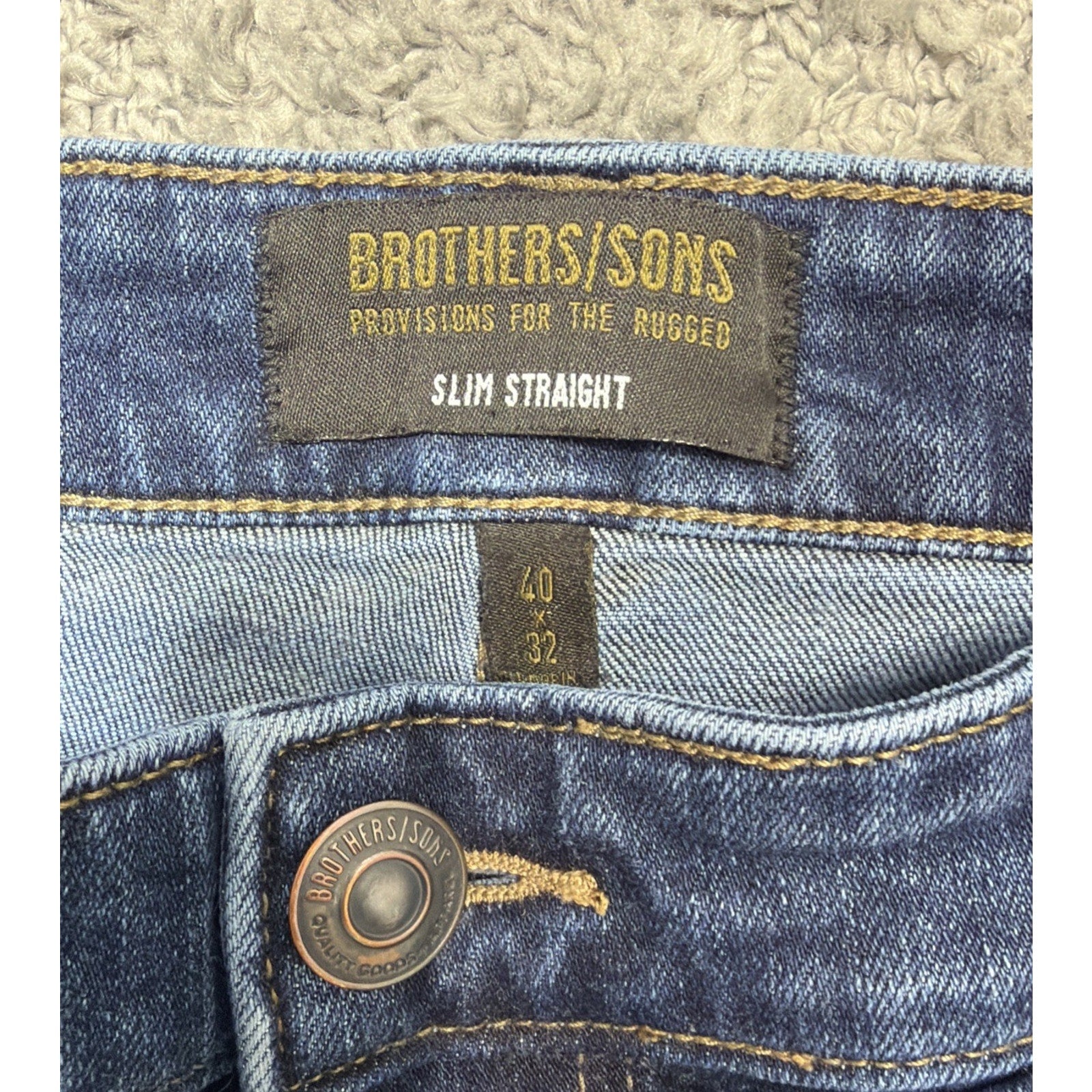 Brothers & Sons Jeans Mens 40x32 Slim Straight Blue Denim Pants Casual