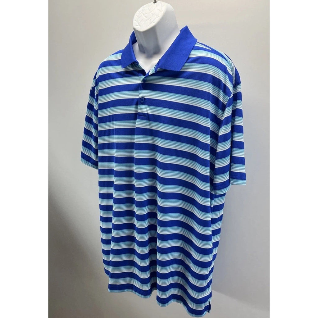 Nike Golf Tour Performance Dri Fit Men's Polo Shirt Blue Striped XXL Polyester