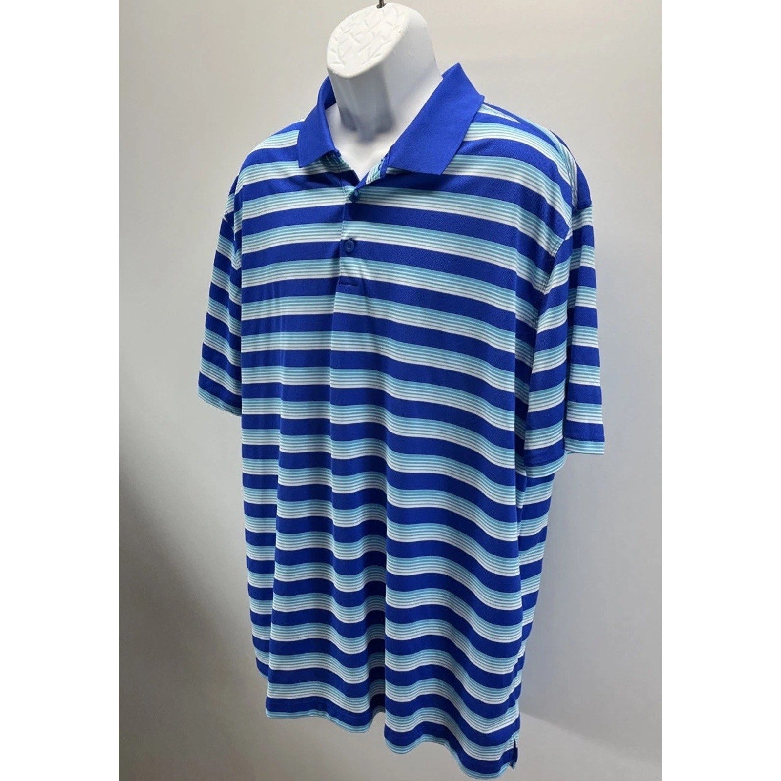 Nike Golf Tour Performance Dri Fit Men's Polo Shirt Blue Striped XXL Polyester