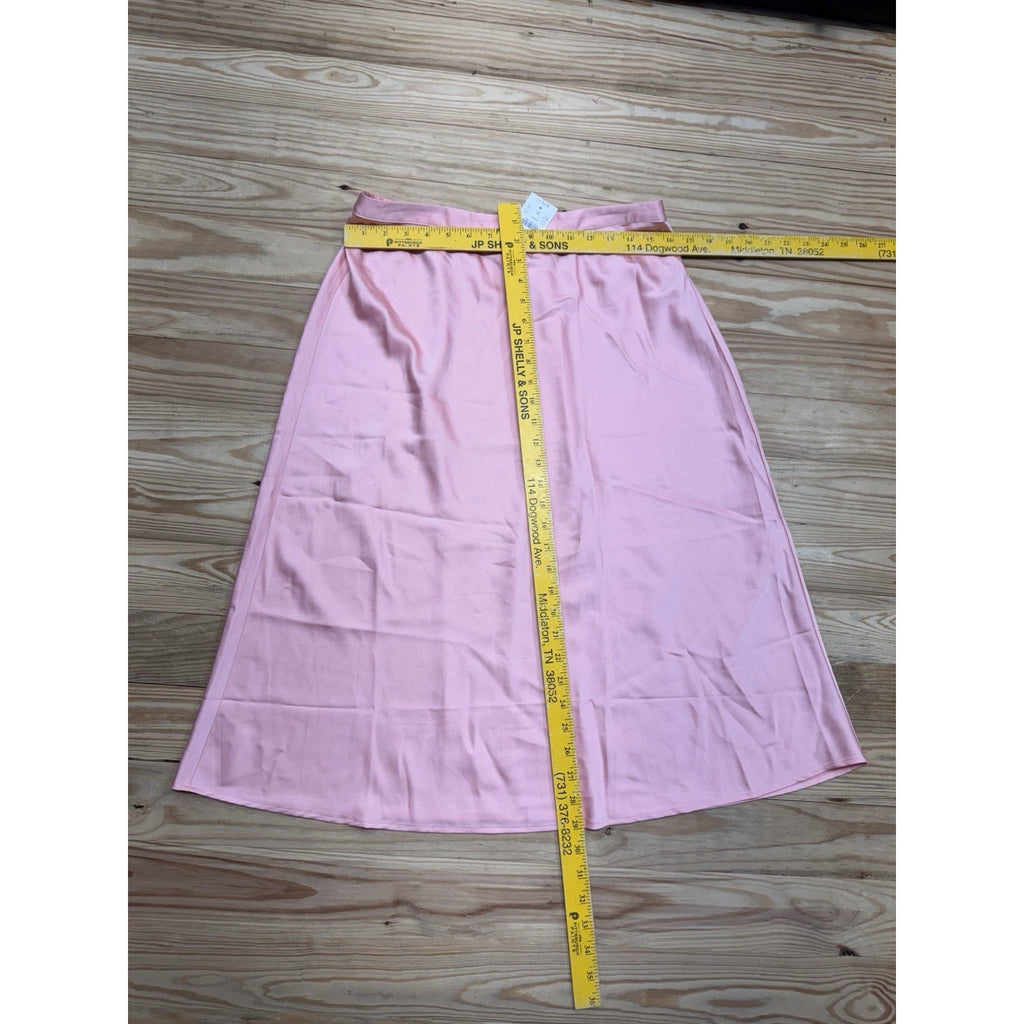 J. Crew Coral Pink Pull On Slip Skirt Midi Satin Polyester Women’s Size M NWT